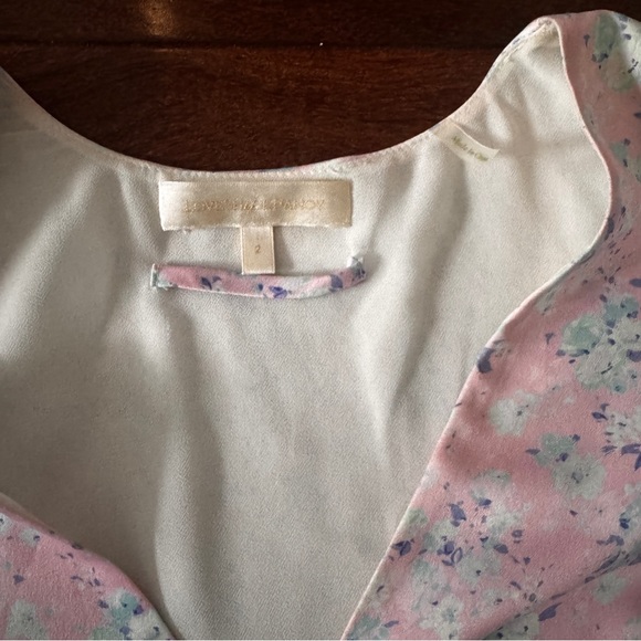 LoveShackFancy Pink and Yellow Ruffled Mini Dress with Puff Sleeves - Picture 2 of 3